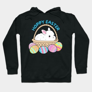 Hoppy easter cute easter bunny in a basket with easter eggs Hoodie